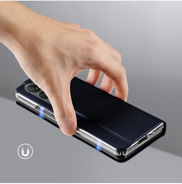 Dux Ducis Bril Läder Flip Wallet-fodral till Samsung Galaxy Z Fold5 5G - Blå