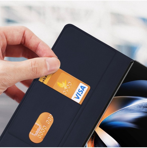 Dux Ducis Bril Läder Flip Wallet-fodral till Samsung Galaxy Z Fold5 5G - Blå