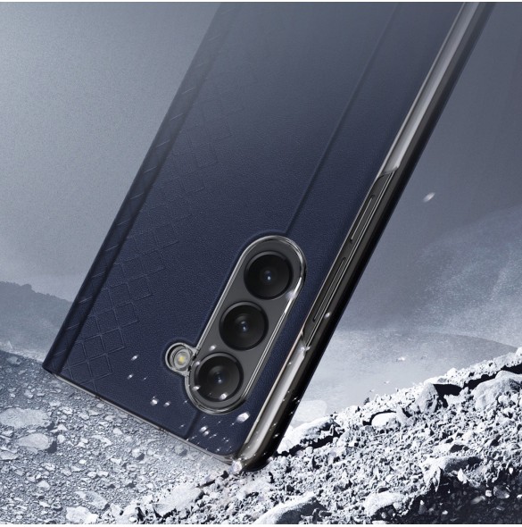 Dux Ducis Bril Läder Flip Wallet-fodral till Samsung Galaxy Z Fold5 5G - Blå