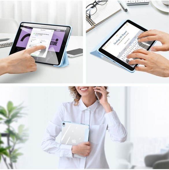 Dux Ducis Copa fodral för iPad 10,9'' 2022 (10 gen.) smart skalställ blå