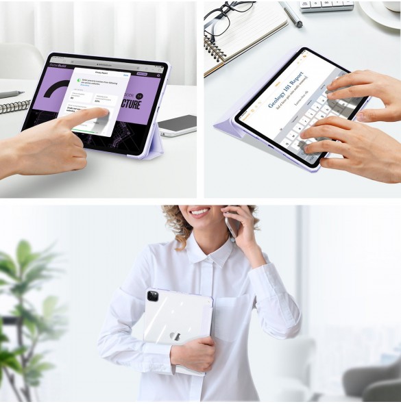 Dux Ducis Copa-fodral för iPad Pro 12,9'' 2021/2020/2018 smart skal med stativ lila