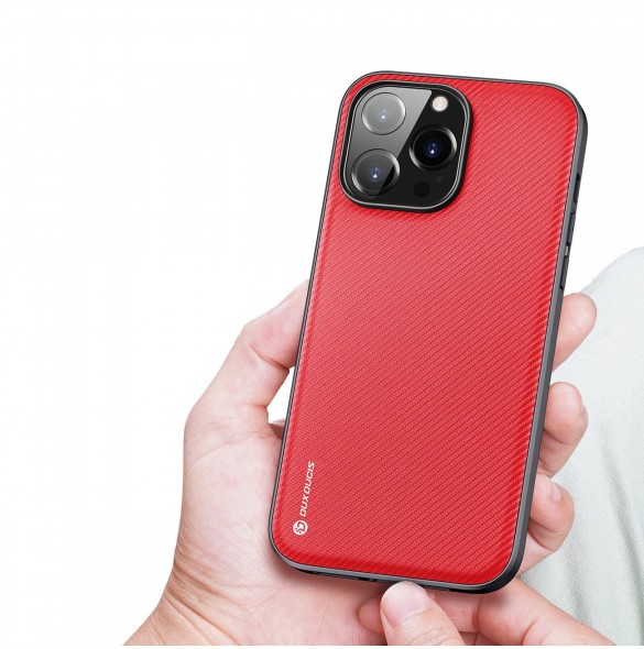 Dux Ducis Fino fodral och nylonskal till iPhone 14 Pro röd