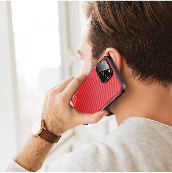 Dux Ducis Fino fodral och nylonskal till iPhone 14 Pro röd