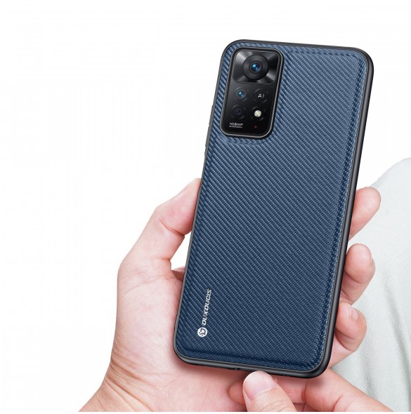 Dux Ducis Fino fodral täckt med nylonmaterial för Xiaomi Redmi Note 11 Pro 5G / 11 Pro blå