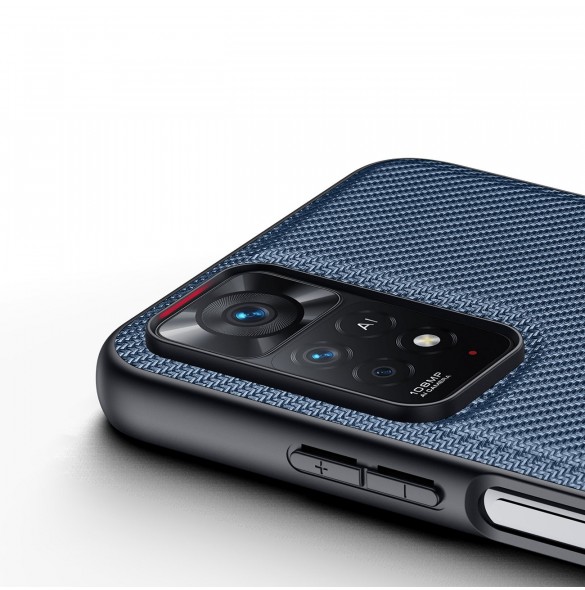 Dux Ducis Fino fodral täckt med nylonmaterial för Xiaomi Redmi Note 11 Pro 5G / 11 Pro blå