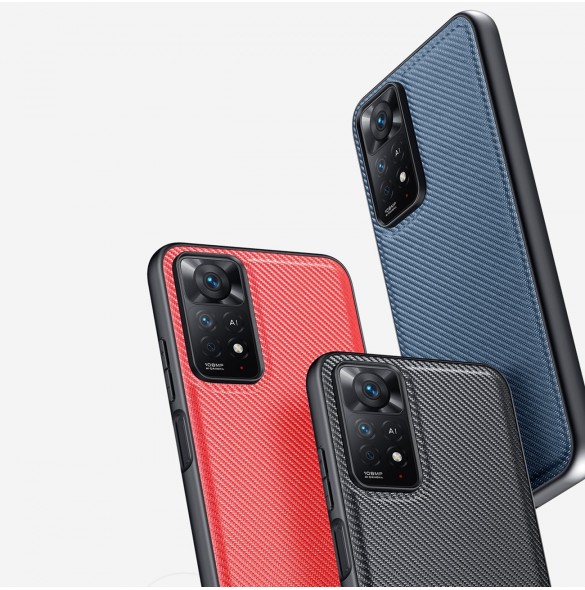 Dux Ducis Fino fodral täckt med nylonmaterial för Xiaomi Redmi Note 11 Pro 5G / 11 Pro blå