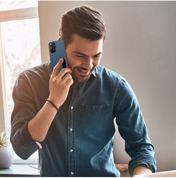 Dux Ducis Fino fodral täckt med nylonmaterial för Xiaomi Redmi Note 11 Pro 5G / 11 Pro blå