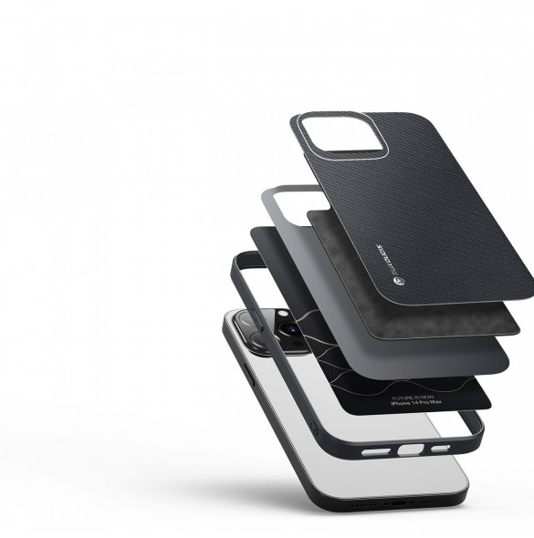 Dux Ducis Fino fodral skal tillverkat av nylonmaterial iPhone 14 Pro Max svart