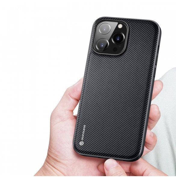 Dux Ducis Fino fodral skal tillverkat av nylonmaterial iPhone 14 Pro Max svart