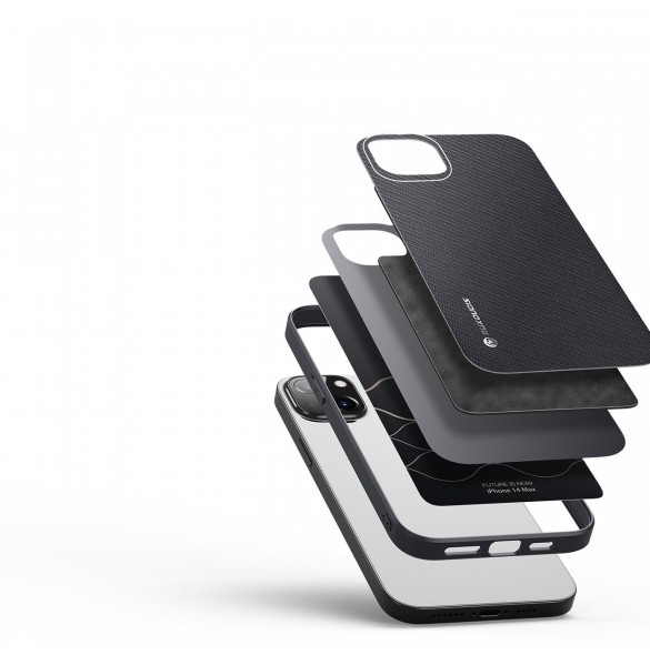 Dux Ducis Fino fodral skal nylon täckt iPhone 14 Plus svart