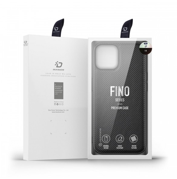 Dux Ducis Fino fodral skal nylonklädd iPhone 14 svart