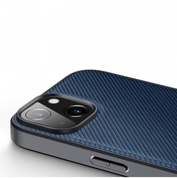 Dux Ducis Fino fodral skal nylonklädd iPhone 14 blå