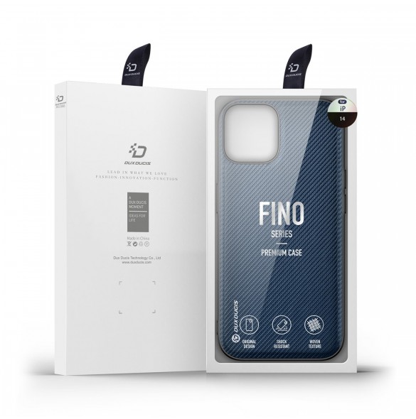 Dux Ducis Fino fodral skal nylonklädd iPhone 14 blå