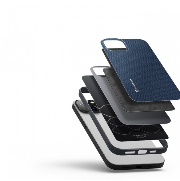 Dux Ducis Fino fodral skal nylonklädd iPhone 14 blå