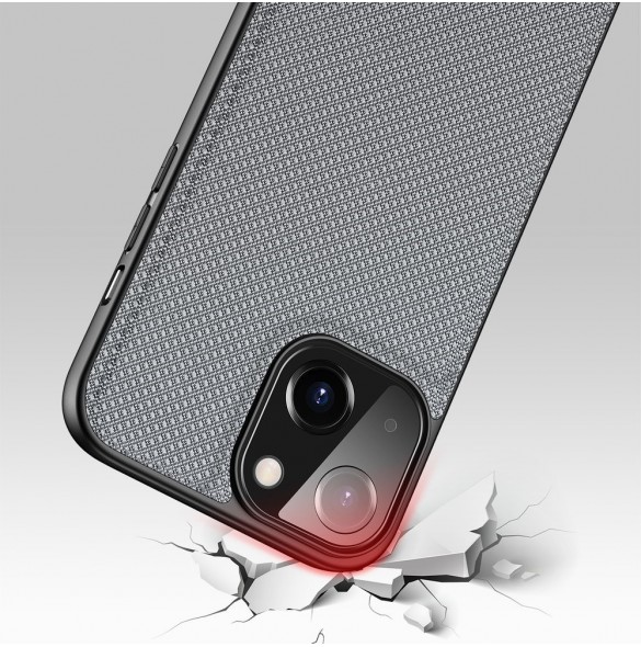 Dux Ducis Fino fodral täckt med nylonmaterial för iPhone 13 grå