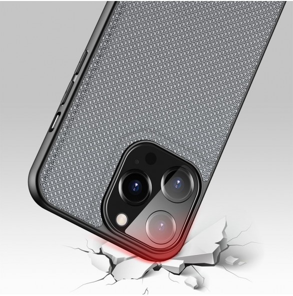 Dux Ducis Fino fodral täckt med nylonmaterial för iPhone 13 Pro grå