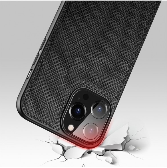 Dux Ducis Fino fodral täckt med nylonmaterial för iPhone 13 Pro Max svart