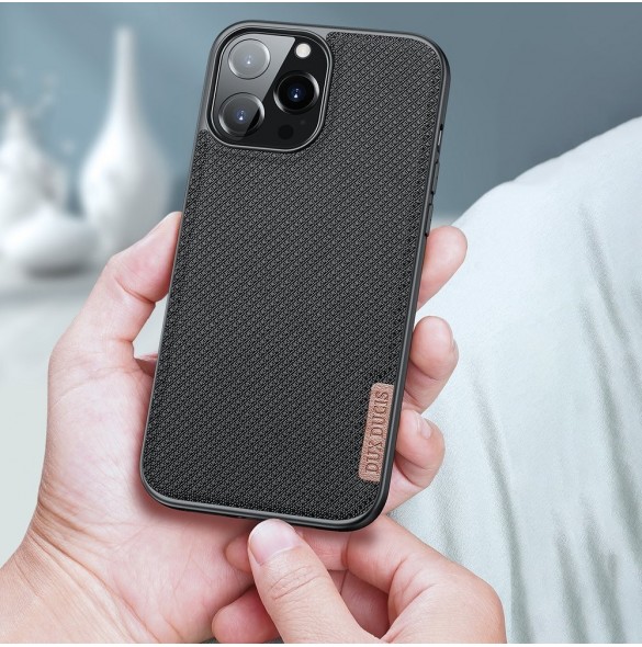 Dux Ducis Fino fodral täckt med nylonmaterial för iPhone 13 Pro Max svart