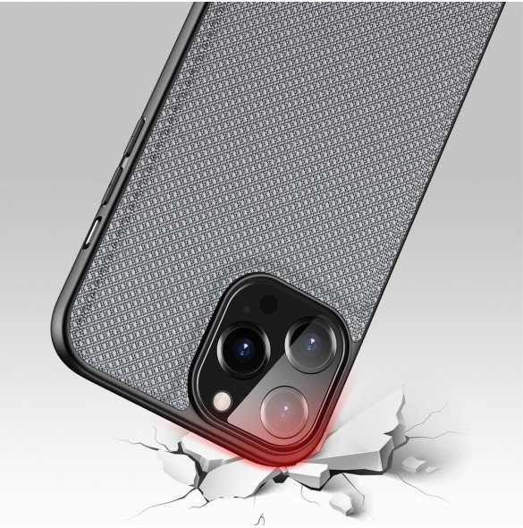 Dux Ducis Fino fodral täckt med nylonmaterial för iPhone 13 Pro Max grå