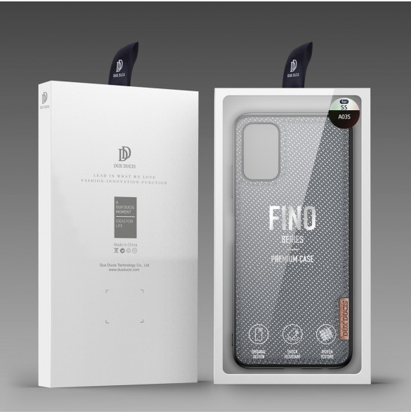 Dux Ducis Fino fodral täckt med nylonmaterial för Samsung Galaxy A03s grå
