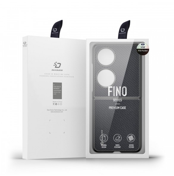 Dux Ducis Fino fodral är tillverkat av nylonmaterial Huawei P50 Pocket svart