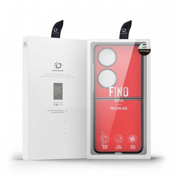 Dux Ducis Fino fodral är tillverkat av nylonmaterial Huawei P50 Pocket röd