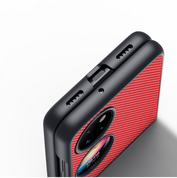 Dux Ducis Fino fodral är tillverkat av nylonmaterial Huawei P50 Pocket röd