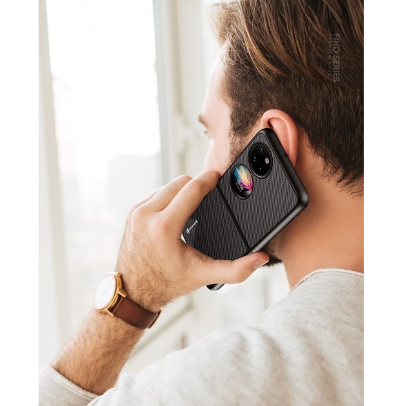 Dux Ducis Fino fodral är tillverkat av nylonmaterial Huawei P50 Pocket röd