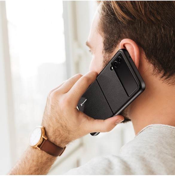 Dux Ducis Fino fodral är nylonklädd Samsung Galaxy Z Flip 3 svart