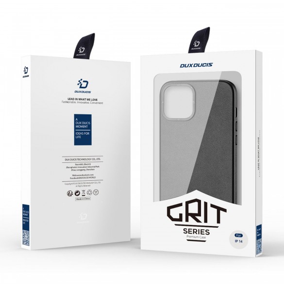 Dux Ducis Grit Läderfodral för iPhone 14 Elegant konstläderfodral (MagSafe-kompatibelt) Svart