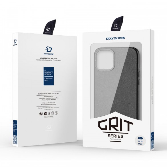 Dux Ducis Grit Läderfodral för iPhone 14 Plus Elegant konstläderfodral (MagSafe-kompatibelt) Svart
