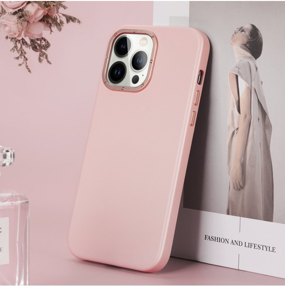 Dux Ducis Grit Läderfodral för iPhone 14 Pro Max Elegant fodral i konstläder (MagSafe-kompatibelt) Rosa