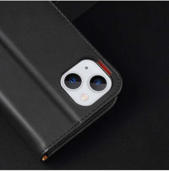 Dux Ducis Hivo Läder Flip Cover Plånbok i äkta läder för kort och dokument iPhone 14 Plus Svart