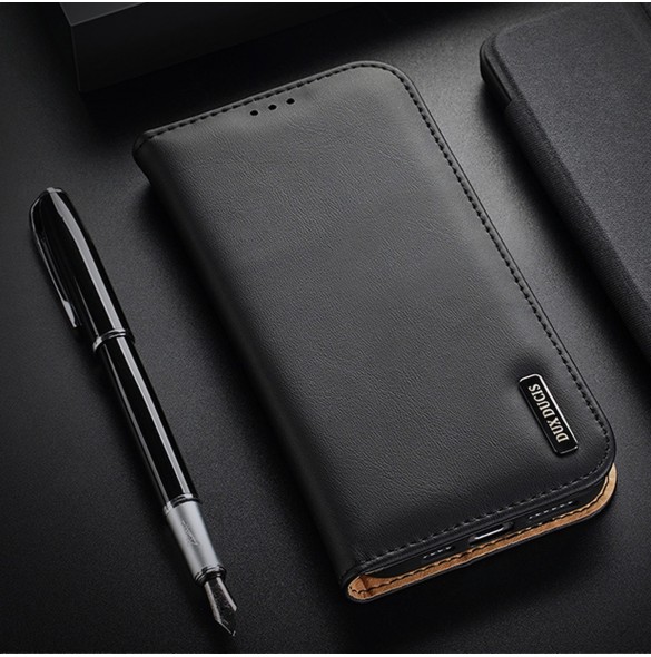 Dux Ducis Hivo Läder Flip Cover Plånbok i äkta läder för kort och dokument iPhone 14 Plus Röd