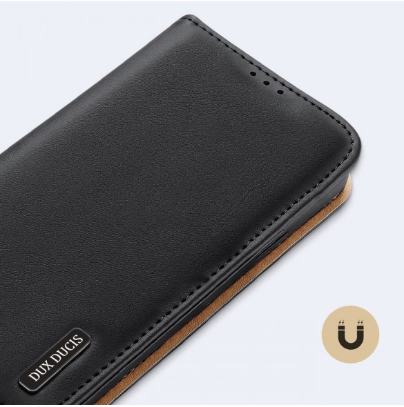 Dux Ducis Hivo Läder Flip Cover Plånbok i äkta läder för kort och dokument iPhone 14 Plus Röd