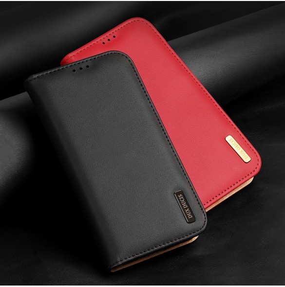 Dux Ducis Hivo Läder Flip Cover Plånbok i äkta läder för kort och dokument iPhone 14 Pro Max Svart