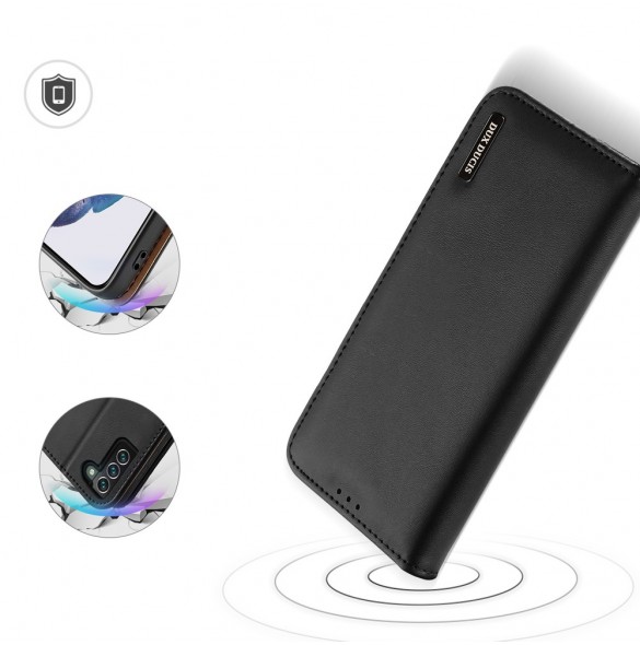 Dux Ducis Hivo Läder Flip Cover Plånbok i äkta läder för kort och dokument Samsung Galaxy S22 + (S22 Plus) Svart