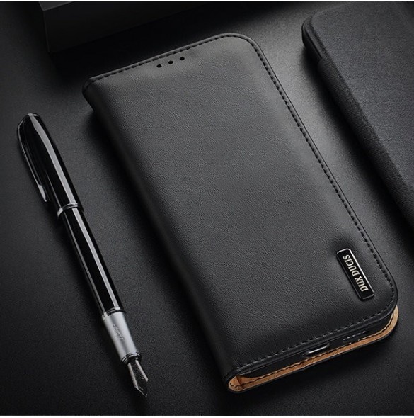 Dux Ducis Hivo Läder Flip Cover Plånbok i äkta läder för kort och dokument Samsung Galaxy S22 + (S22 Plus) Svart