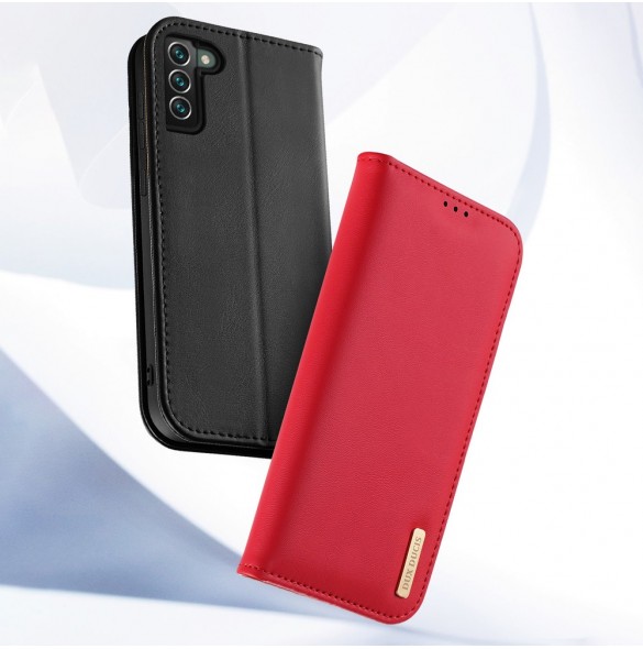 Dux Ducis Hivo Läder Flip Cover Plånbok i äkta läder för kort och dokument Samsung Galaxy S22 + (S22 Plus) Svart