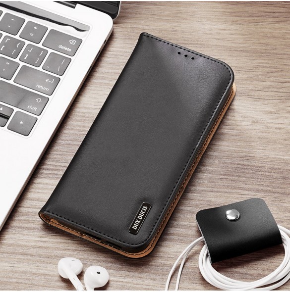 Dux Ducis Hivo Läder Flip Cover Plånbok i äkta läder för kort och dokument Samsung Galaxy S22 Black