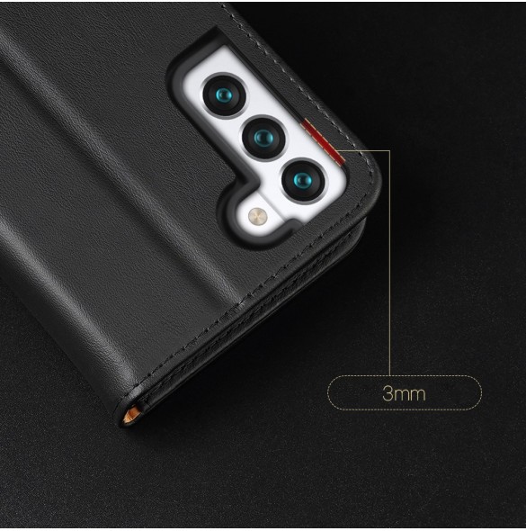 Dux Ducis Hivo Läder Flip Cover Plånbok i äkta läder för kort och dokument Samsung Galaxy S22 Black