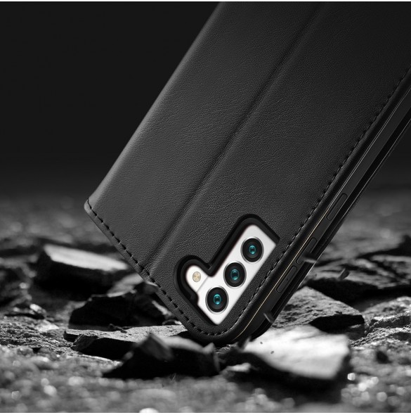 Dux Ducis Hivo Läder Flip Cover Plånbok i äkta läder för kort och dokument Samsung Galaxy S22 Black