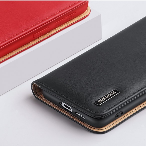Dux Ducis Hivo Läder Flip Cover Plånbok i äkta läder för kort och dokument Samsung Galaxy S22 Black