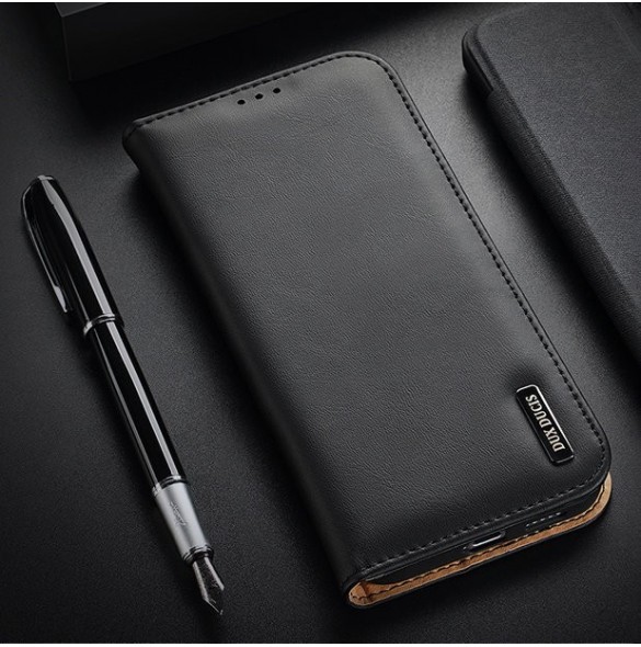 Dux Ducis Hivo Läder Flip Cover Plånbok i äkta läder för kort och dokument Samsung Galaxy S22 Black
