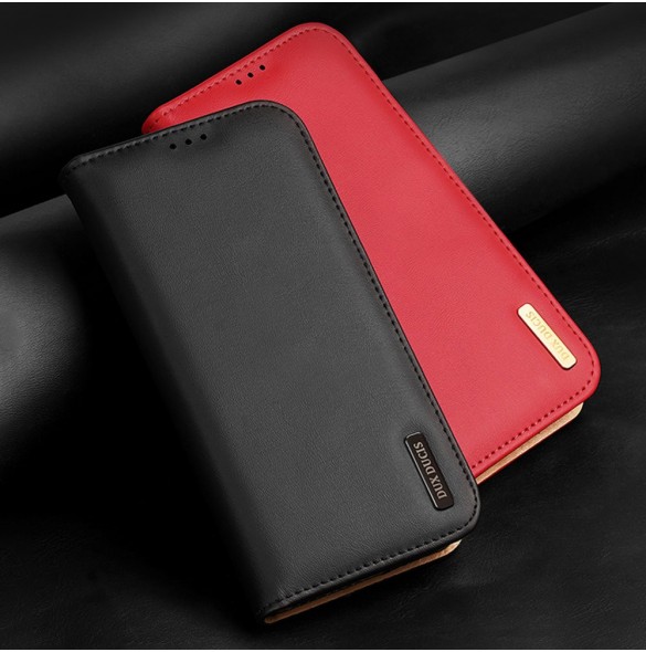 Dux Ducis Hivo Läder Flip Cover Plånbok i äkta läder för kort och dokument Samsung Galaxy S22 Black
