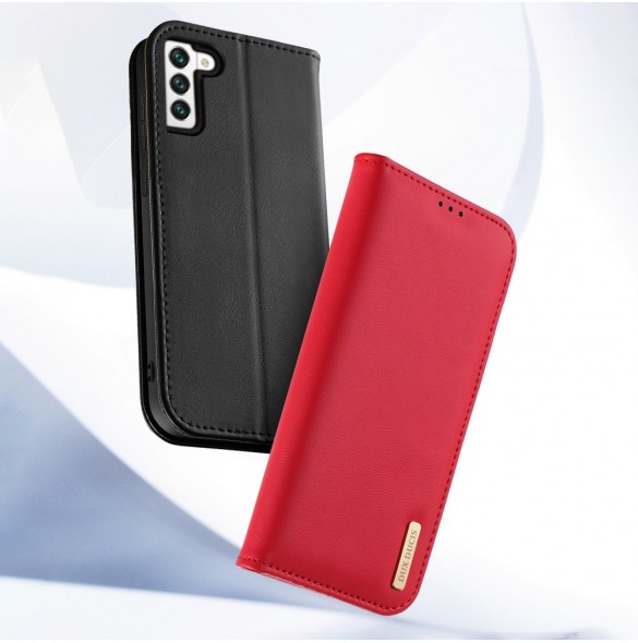 Dux Ducis Hivo Läder Flip Cover Plånbok i äkta läder för kort och dokument Samsung Galaxy S22 Black