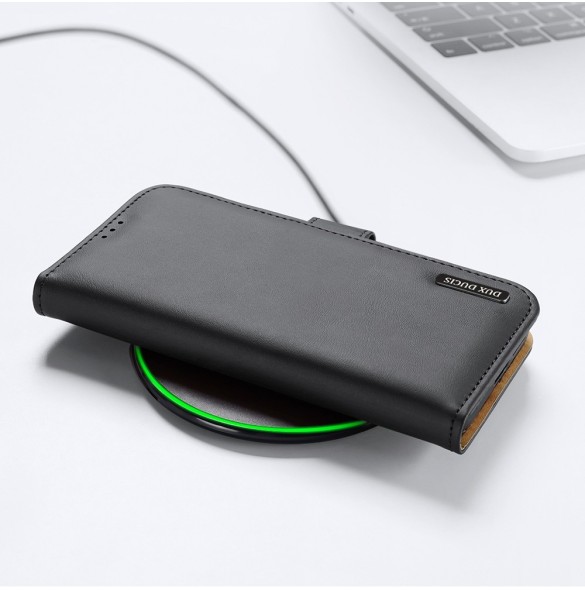 Dux Ducis Hivo Läder Flip Cover Plånbok i äkta läder för kort och dokument Samsung Galaxy S22 Röd