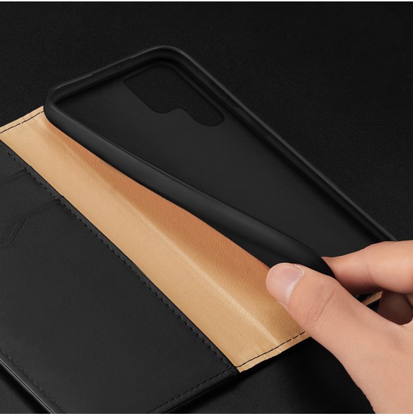 Dux Ducis Hivo Läder Flip Cover Plånbok i äkta läder för kort och dokument Samsung Galaxy S22 Ultra Red