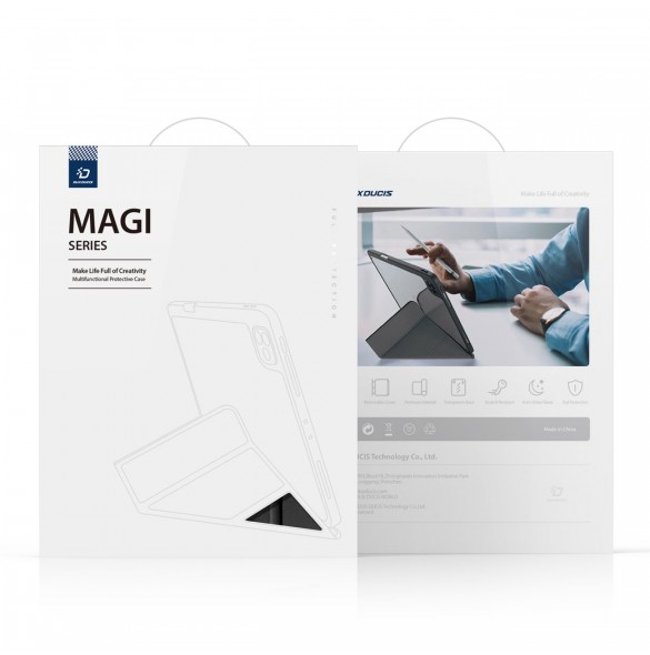 Dux Ducis Magi-fodral för iPad 10.2'' 2021/2020/2019 smart skal med stativ och förvaring för Apple Pencil svart