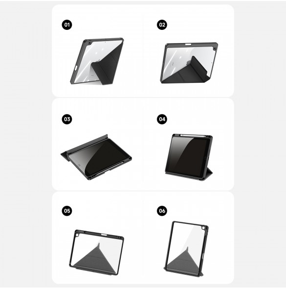 Dux Ducis Magi-fodral för iPad 10.2'' 2021/2020/2019 smart skal med stativ och förvaring för Apple Pencil svart